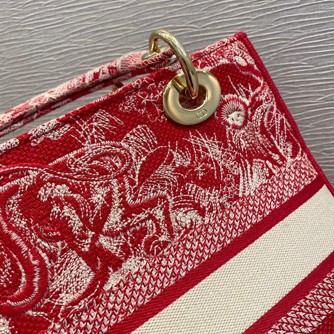 MEDIUM LADY D-LITE 24 RED MULTI COLOR EMBROIDERY