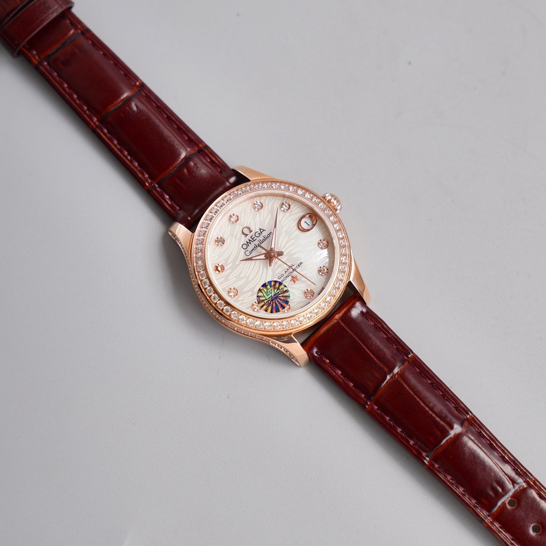 CONSTELLATION 33MM AUTOMATIC ROSE GOLD DIAMOND BEZEL