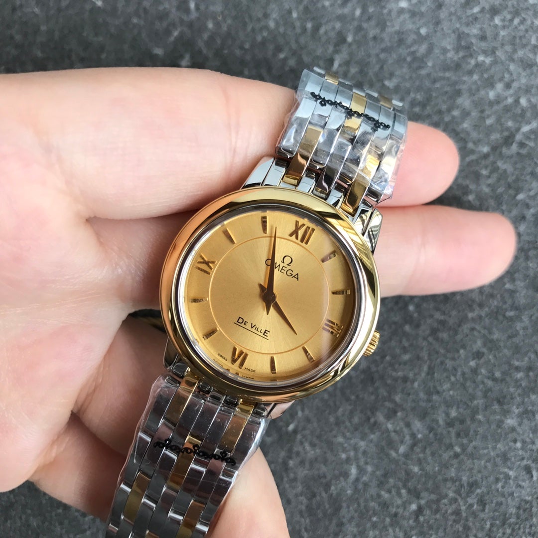 DEVILLE PRESTIGE 27MM QUARTZ GOLD STEEL YELLOW GOLD DIAL