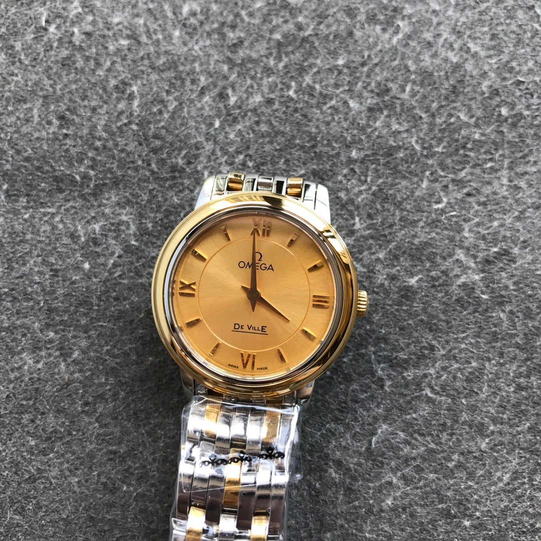 DEVILLE PRESTIGE 27MM QUARTZ GOLD STEEL YELLOW GOLD DIAL