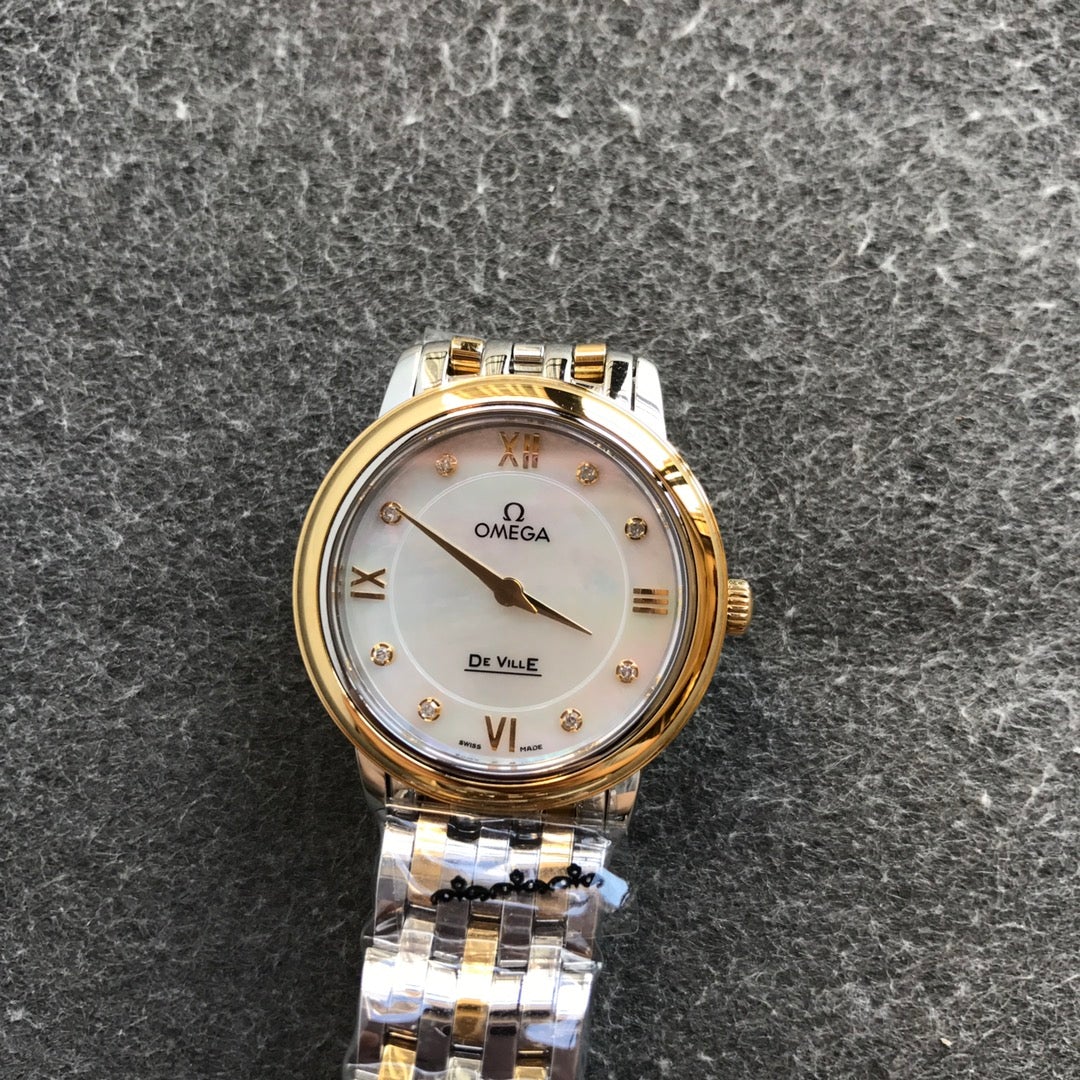 DEVILLE PRESTIGE 27MM QUARTZ GOLD STEEL DIAMOND NUMERALS