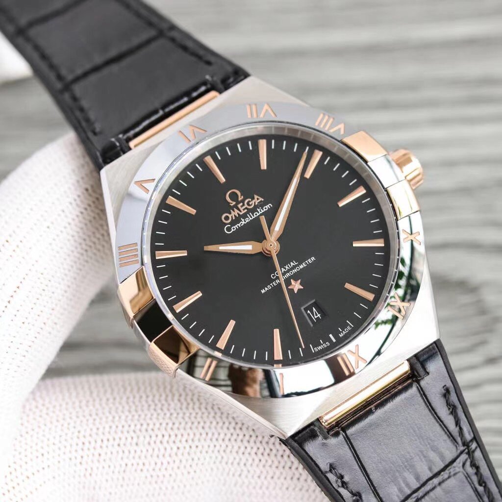 CONSTELLATION 41MM GOLD CASE BLACK LEATHER