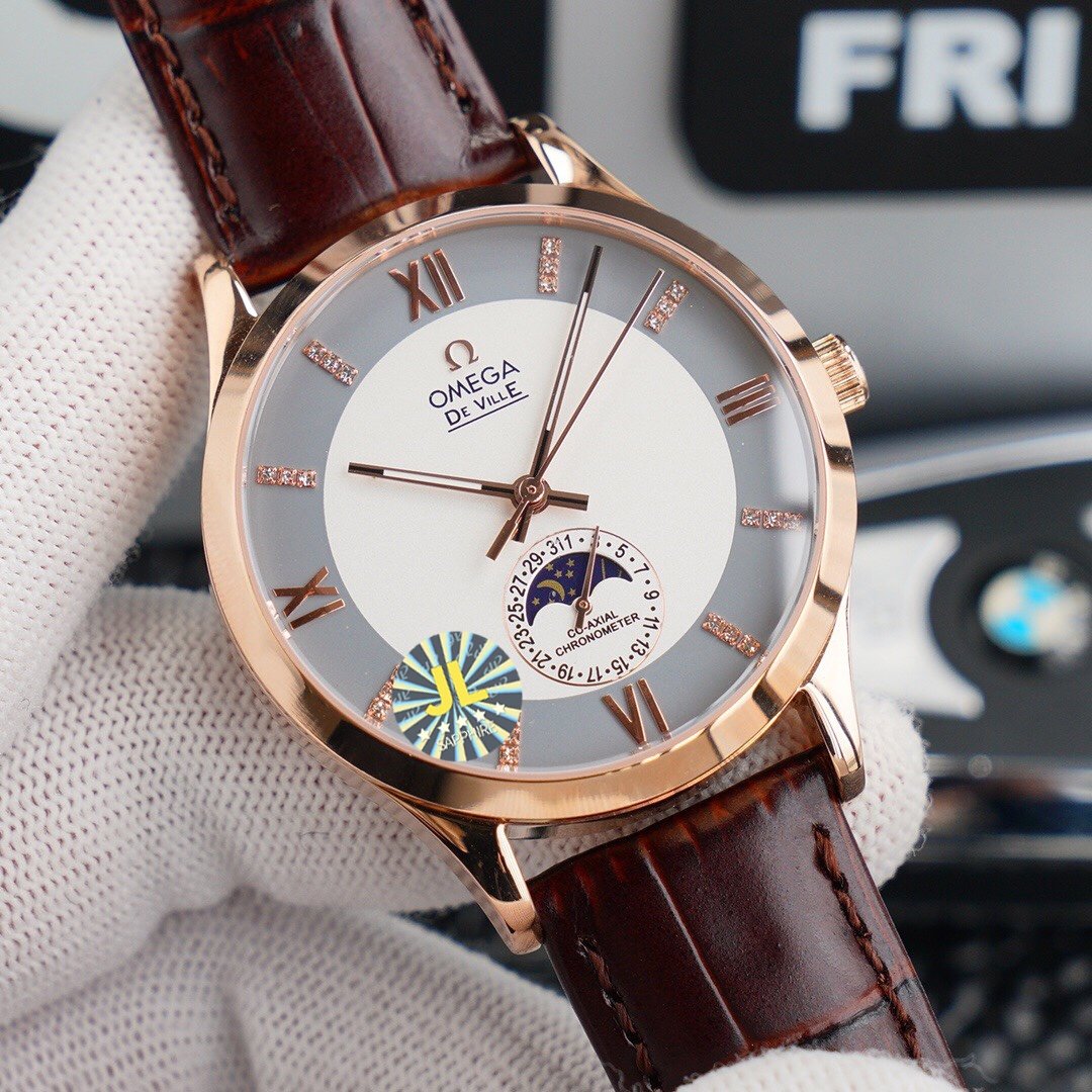 DEVILLE CHRONOMETER 40MM MOONPHASE WHITE GREY DIAL