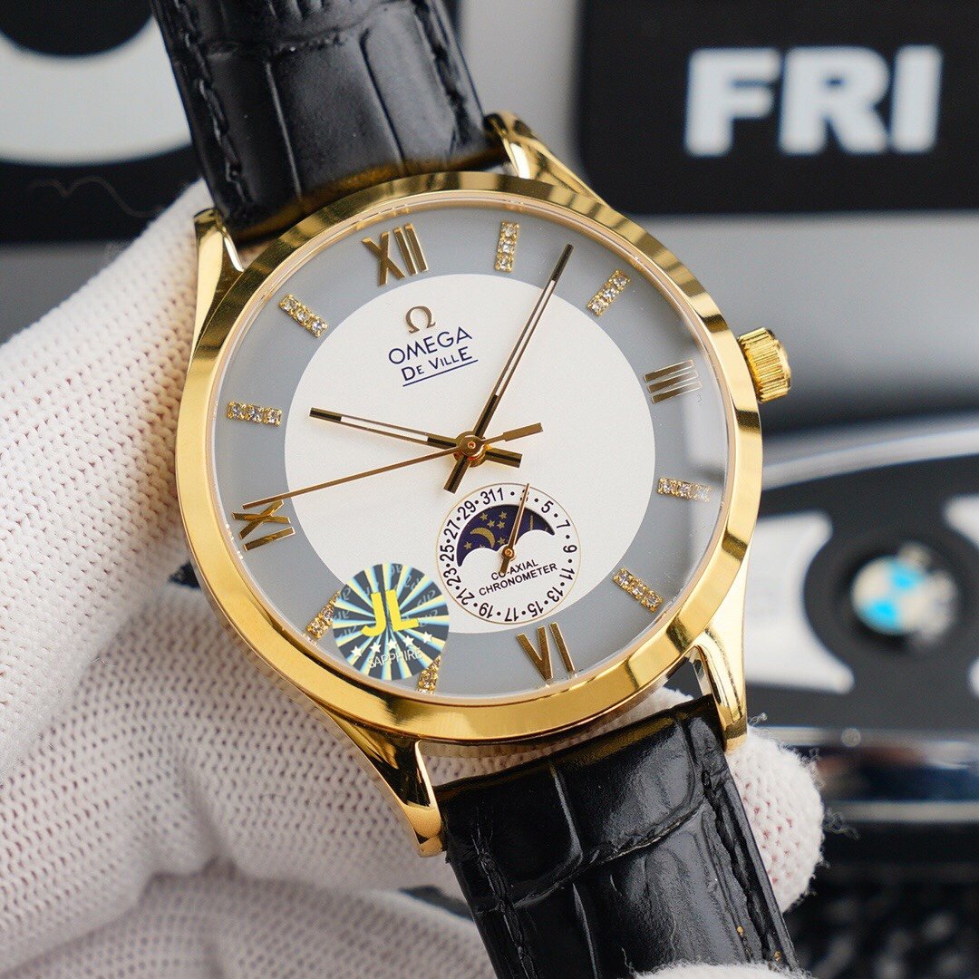 DEVILLE CHRONOMETER 40MM MOONPHASE WHITE GREY DIAL