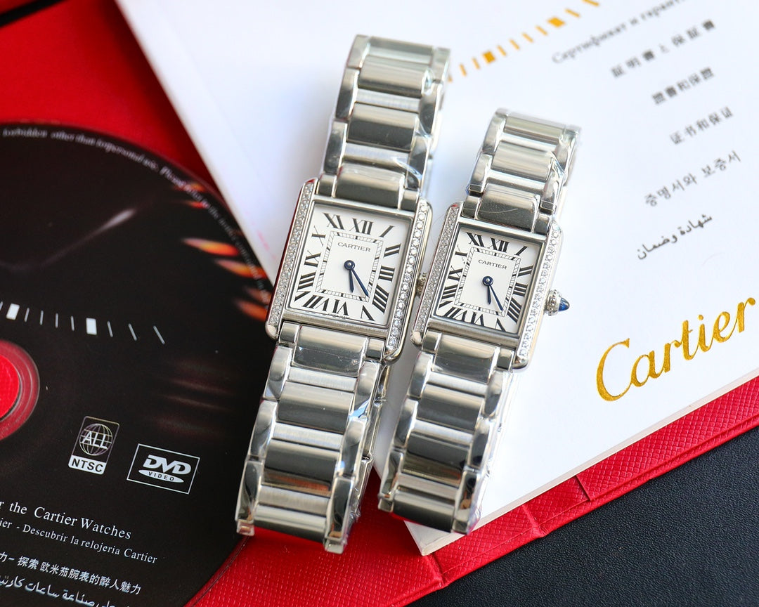 TANK MUST SMALL STEEL DIAMOND BEZEL WHITE DIAL