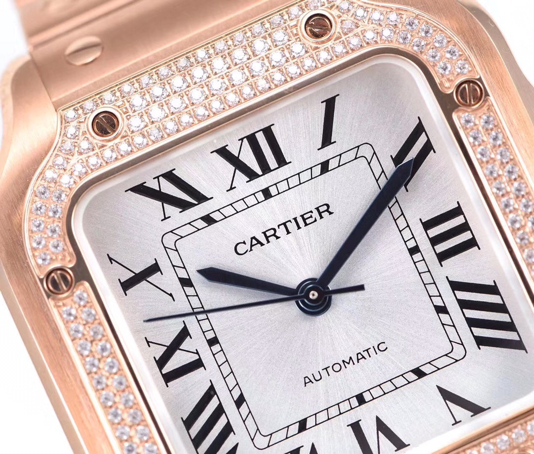 SANTOS LADY 35.1MM AUTOMATIC PINK GOLD DIAMOND BEZEL