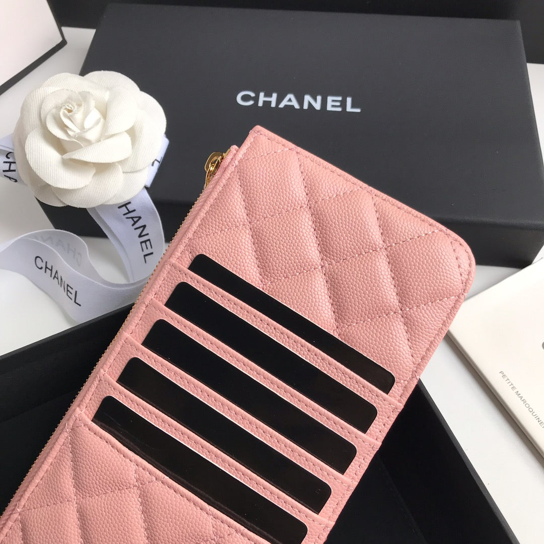 CC MOBILE PURSE 19.5 PEACH GRAINED CALFSKIN GOLD ICON