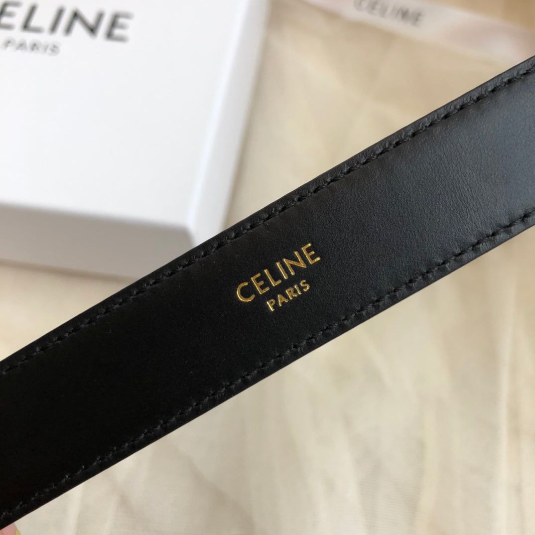 CL Gold 25mm Triomphe Enamel Black Calfskin 562438