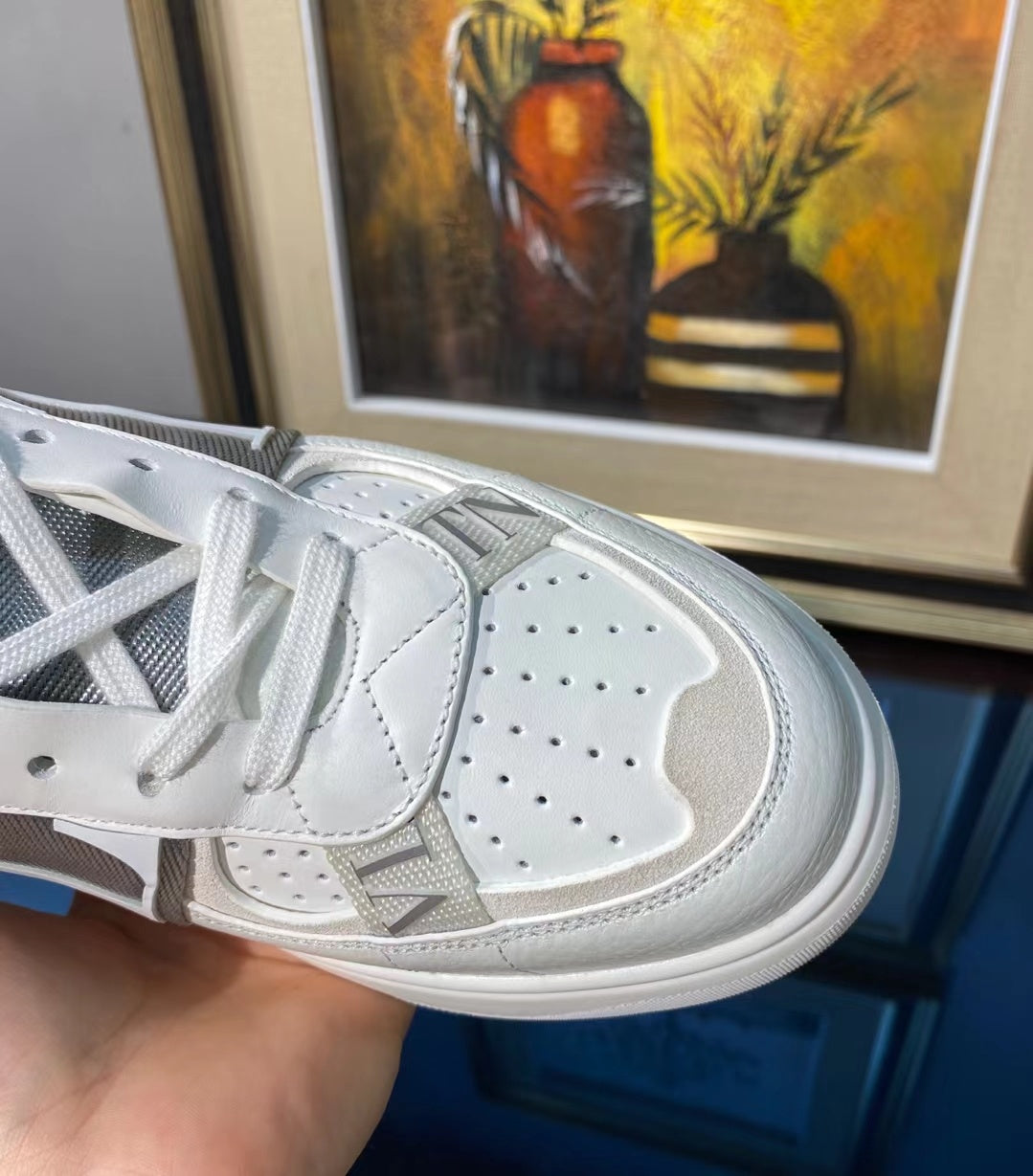 Valenti High Top VL7N White Calfskin Grey Canvas 993744