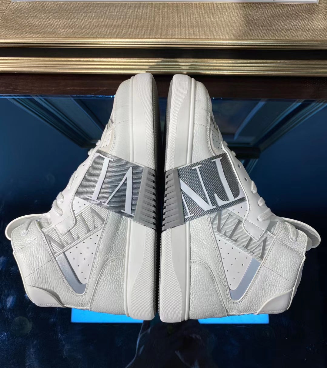 Valenti High Top VL7N White Calfskin Grey Canvas 993744