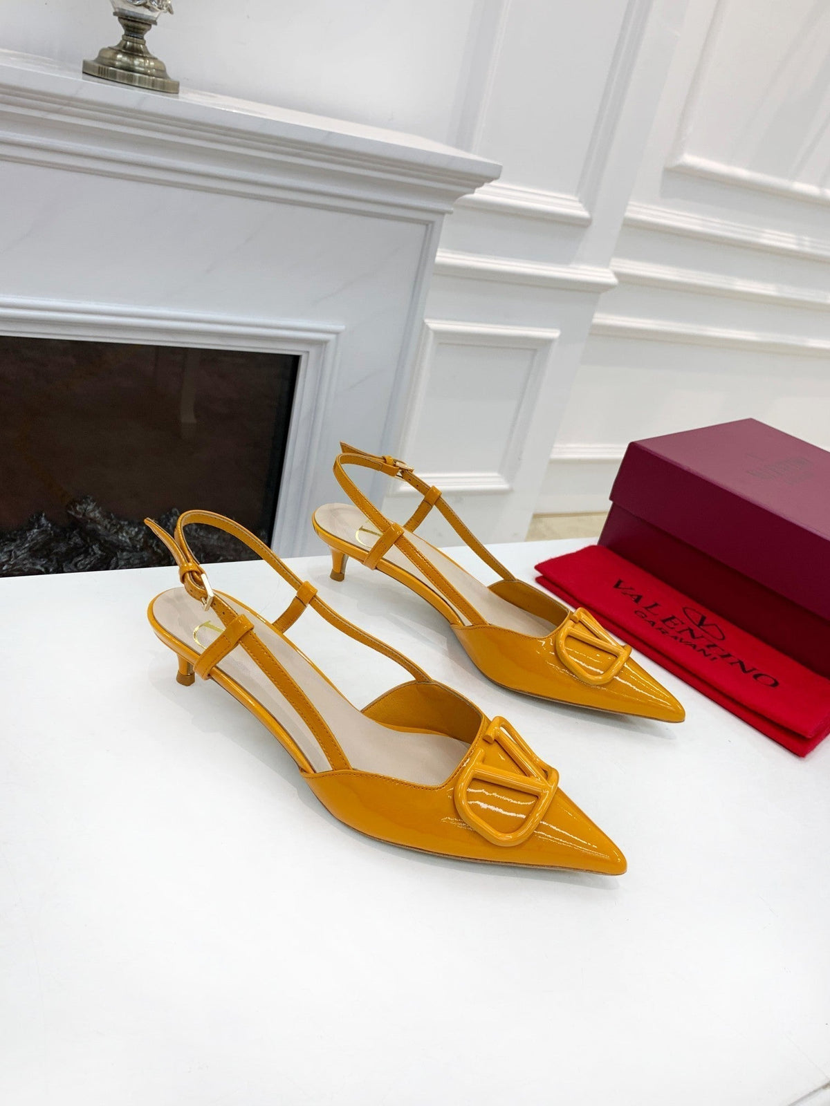 Valentino Slingback Pump 40MM Yellow Patent Leather 239910