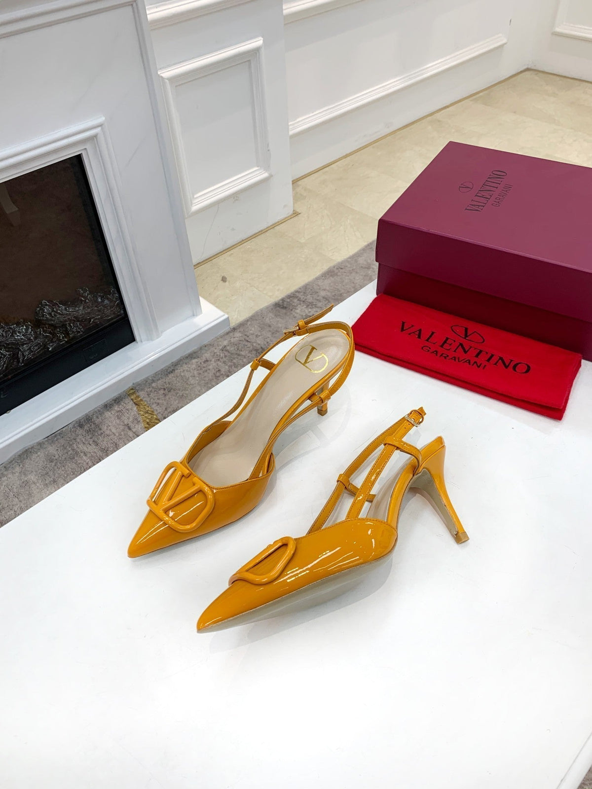 Valentino Slingback Pump 40MM Yellow Patent Leather 239910