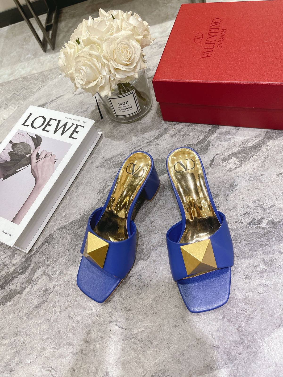 Valentino 25 Mid Heel Mules Calfskin