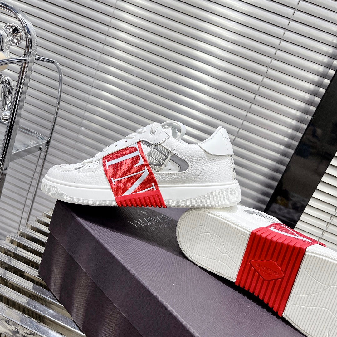 Valenti Low Top VL7N White Mix Red Calfskin And Canvas 993732