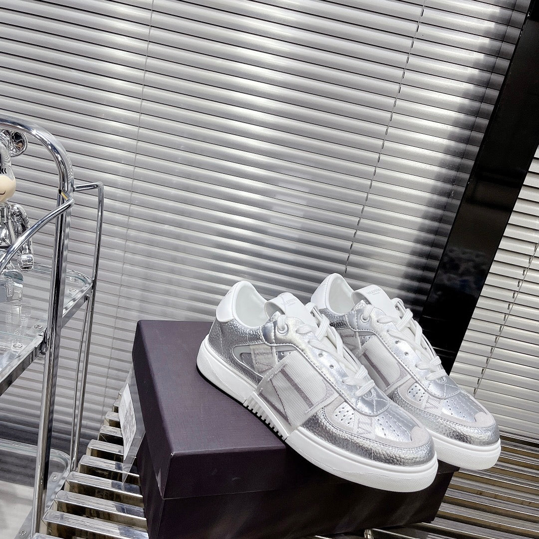 Valenti Low Top VL7N Grey Sliver Calfskin And Canvas 993735