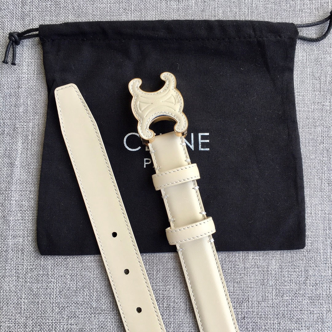Medium Cuir Triomphe Belt 25mm White Calfskin