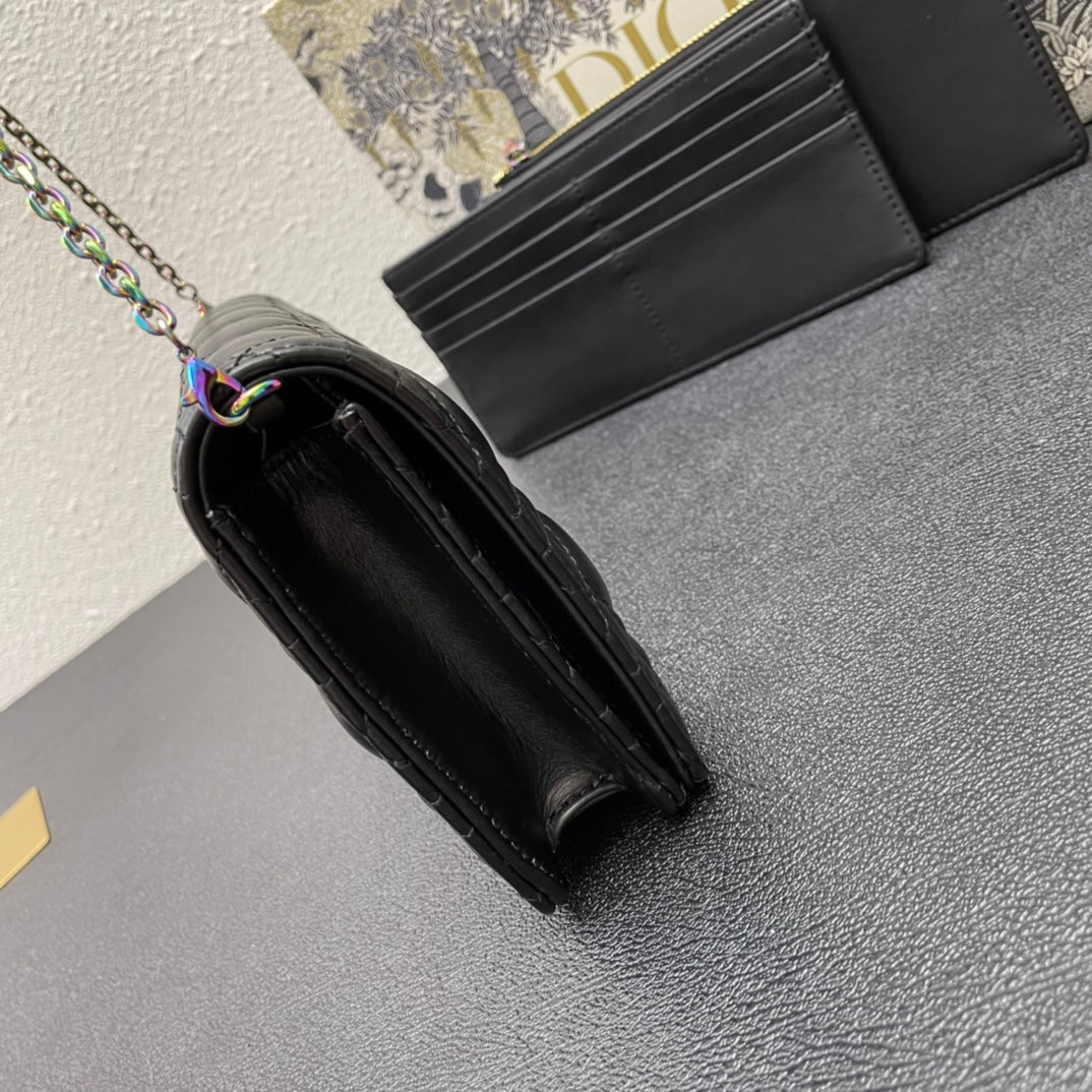 CARO SLIM POUCH 21 BAG IN BLACK CALFSKIN