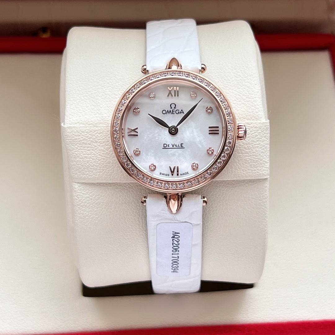Omega De Ville 27.4mm Pink Gold Mop Pearl Dial