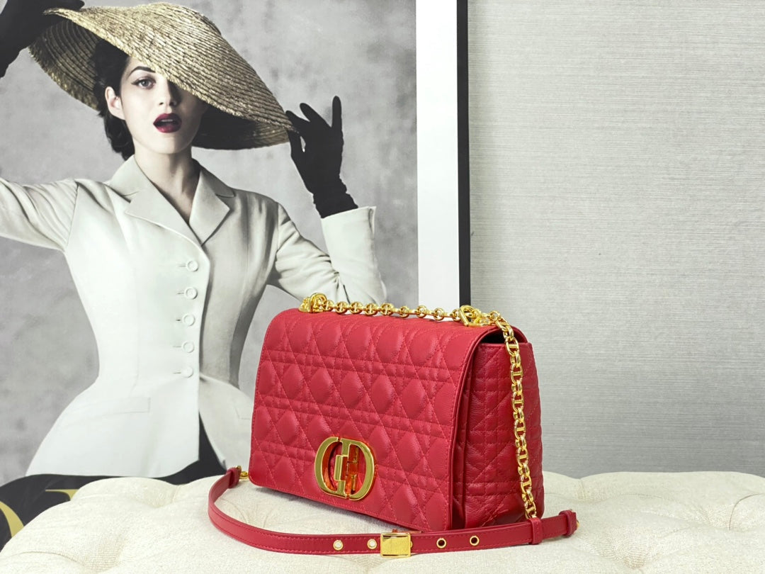 LARGE CARO BAG 28 RED CALFSKIN