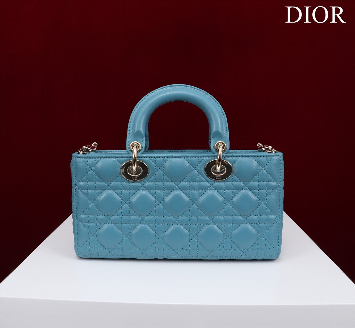 medium lady d-joy 26 cerulean lambskin