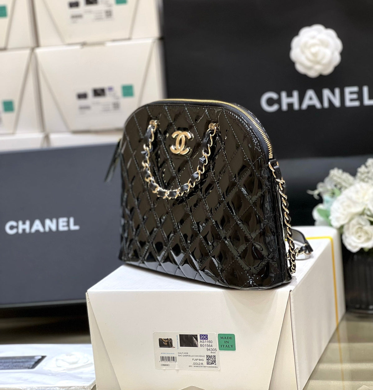 Chanel 2025 Bag Black Patent Leather