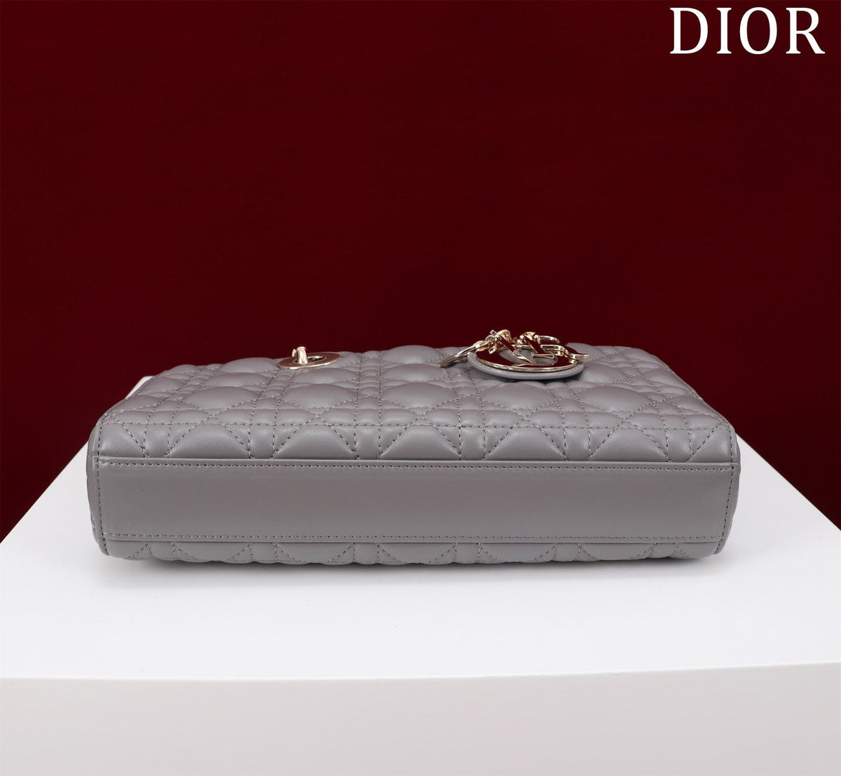 medium lady d-joy 26 grey lambskin