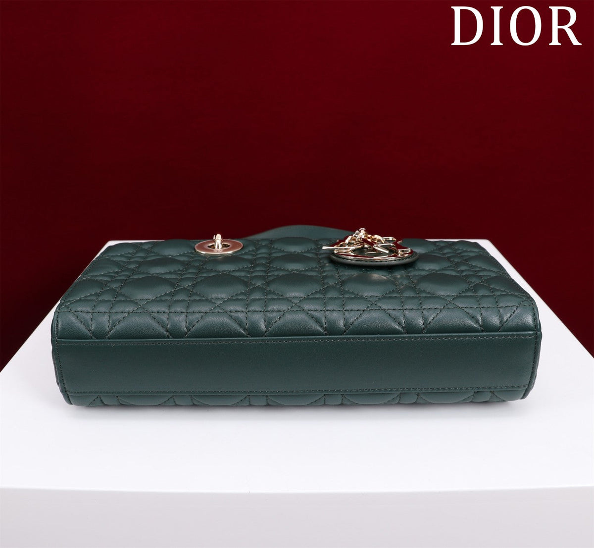 medium lady d-joy 26 dark green lambskin