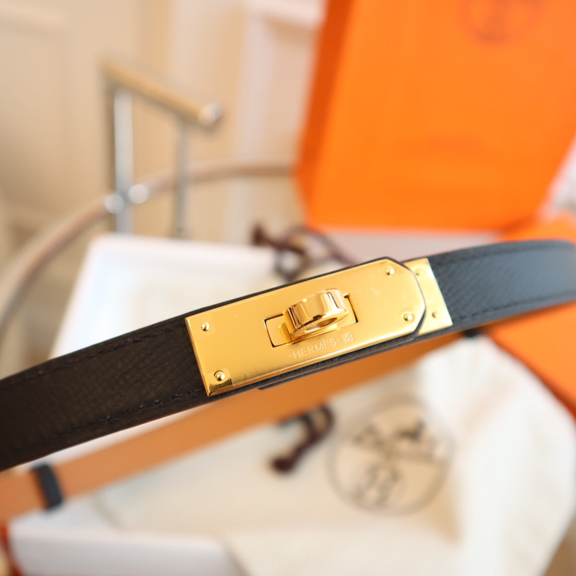 hm kelly belt 18mm black epsom leather