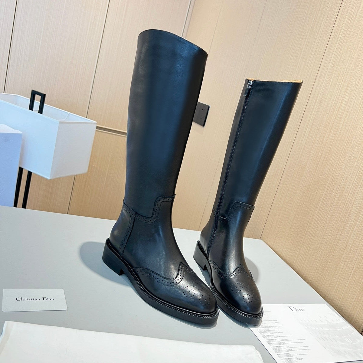 CD High Boots Black Calfskin