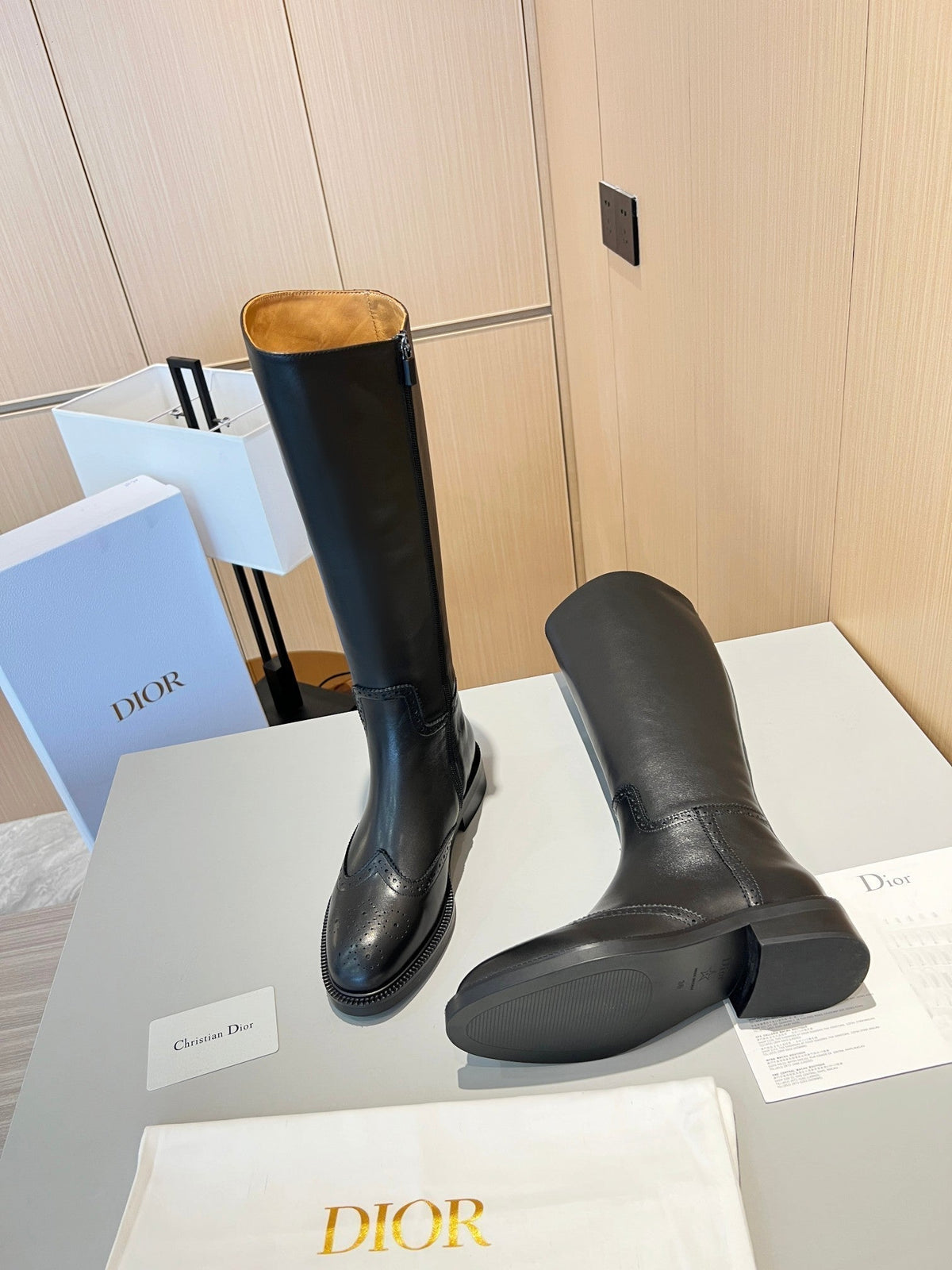 CD High Boots Black Calfskin