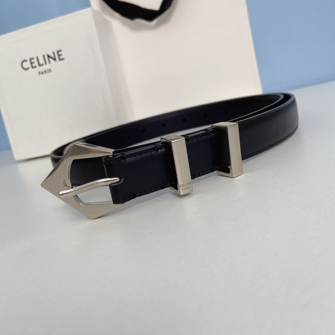 Medium Spike Belt 25mm Black Calfskin Loop Silver Silver Finishing