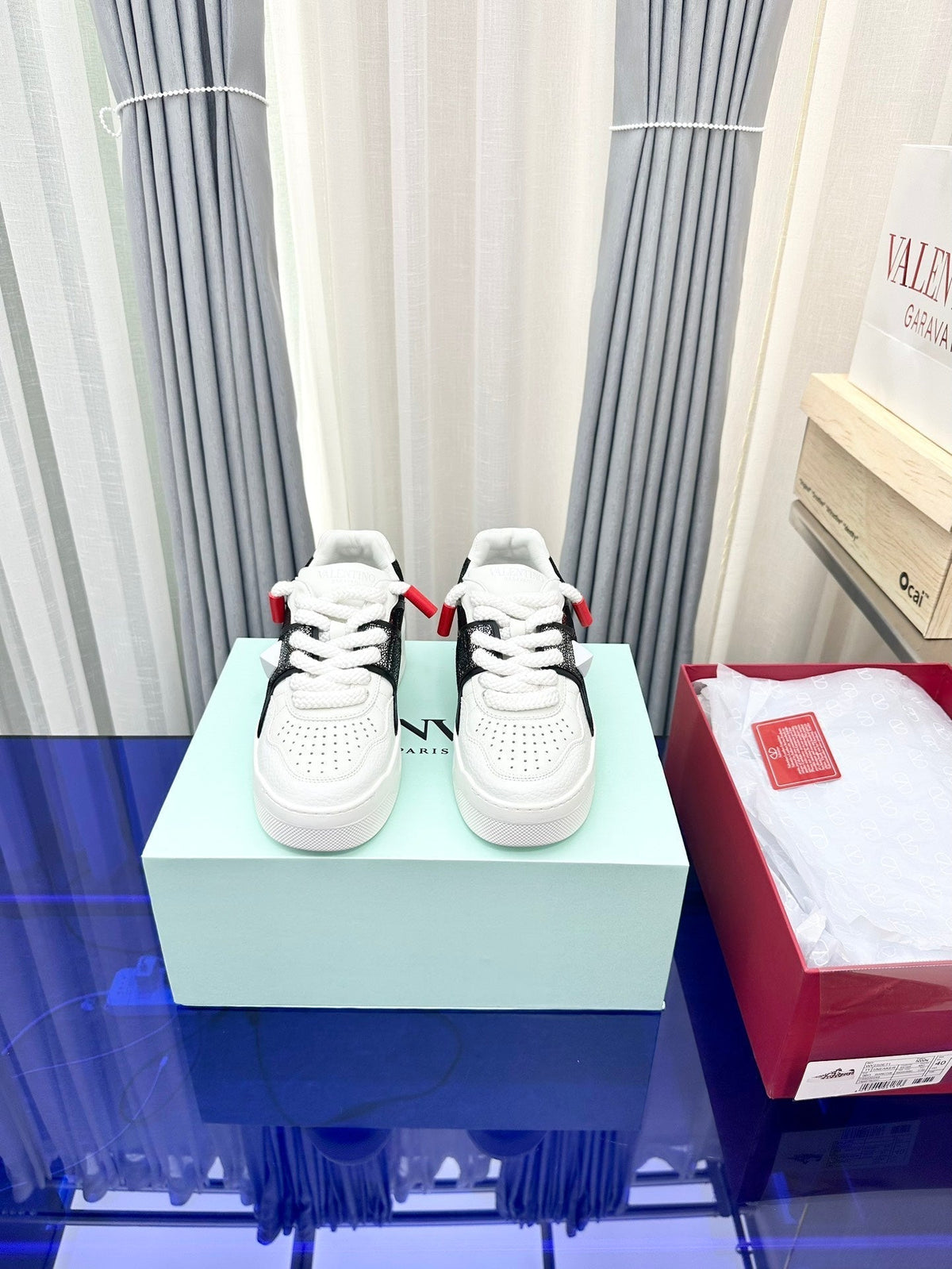 One Stud Xl Low-Top Sneaker Black White Red Nappa Leather Fabric