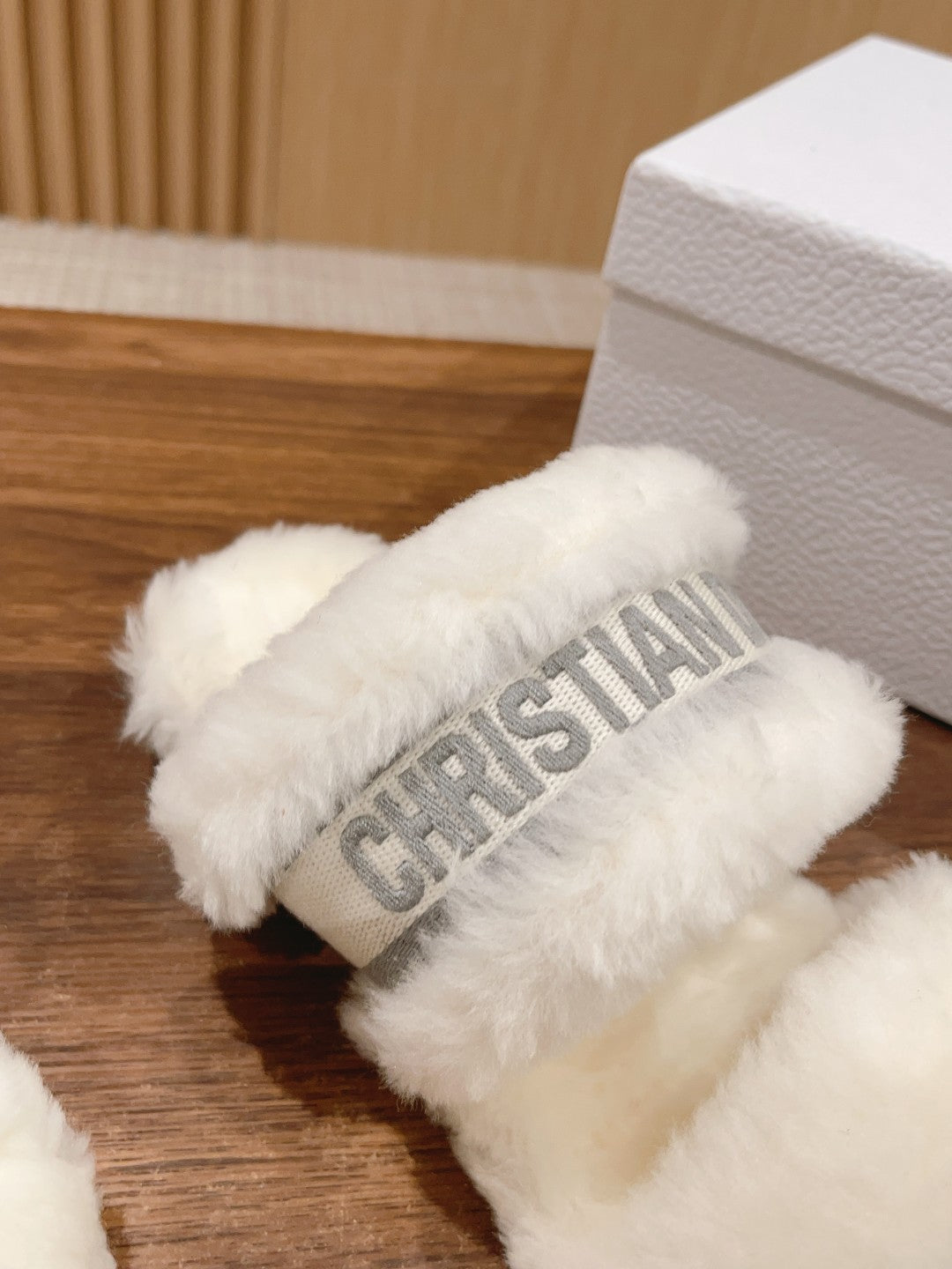 CD Sandal White Grey Fleece And Canvas Fabric