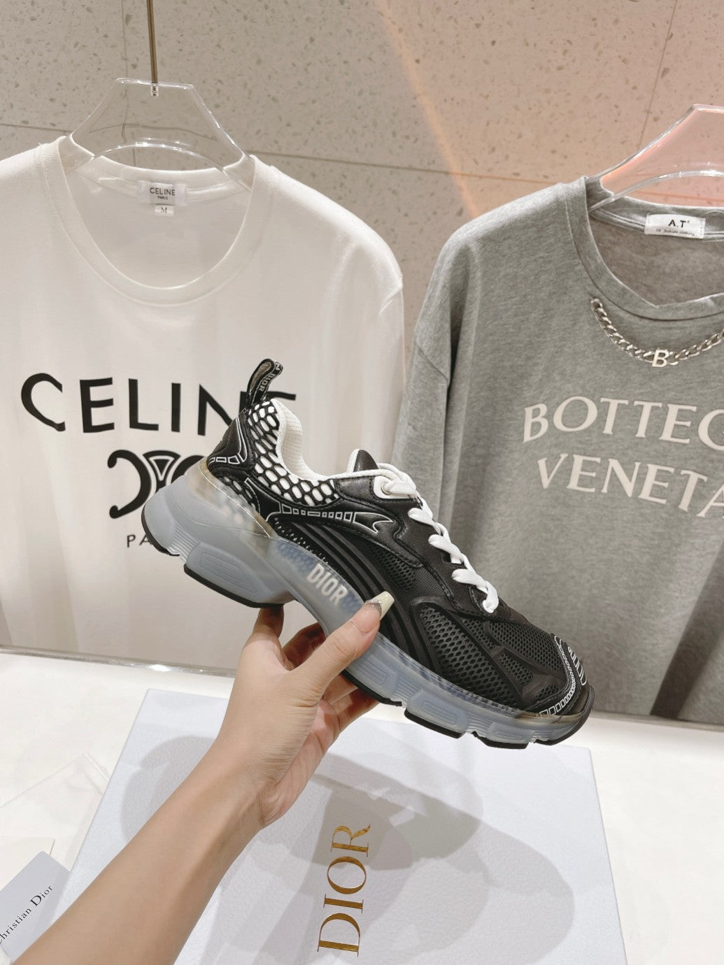 CD Vibe Sneaker Black Polyester Mesh Fabric And Lambskin