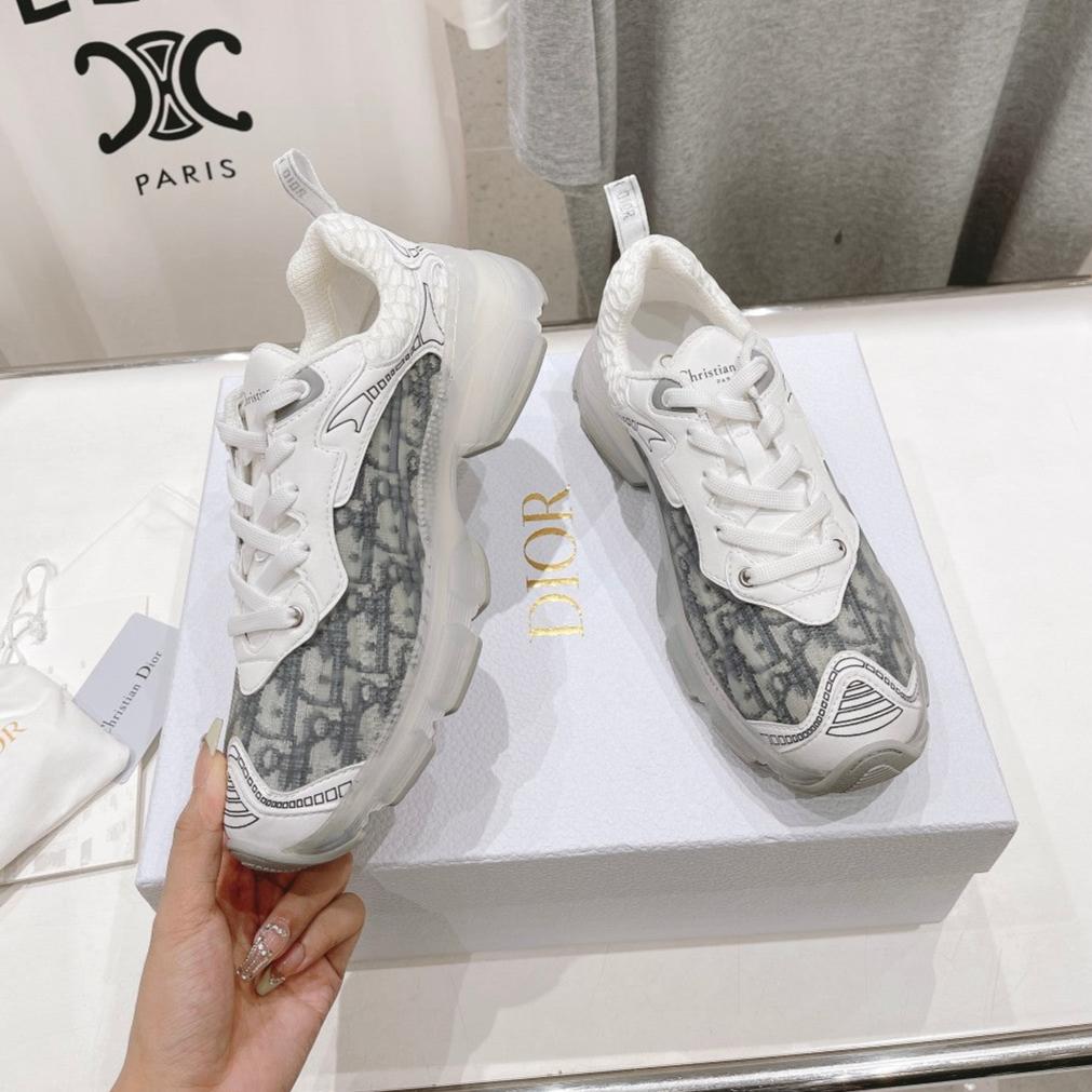 CD Vibe Sneaker White Black Polyester Mesh Fabric And Oblique Jacquard Fabric