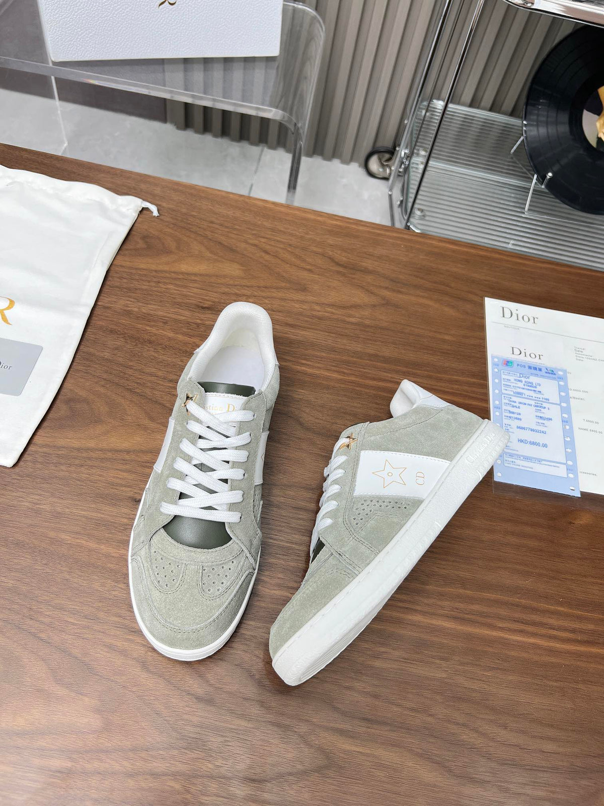 CD Star Sneaker Grey Green Suede And Calfskin