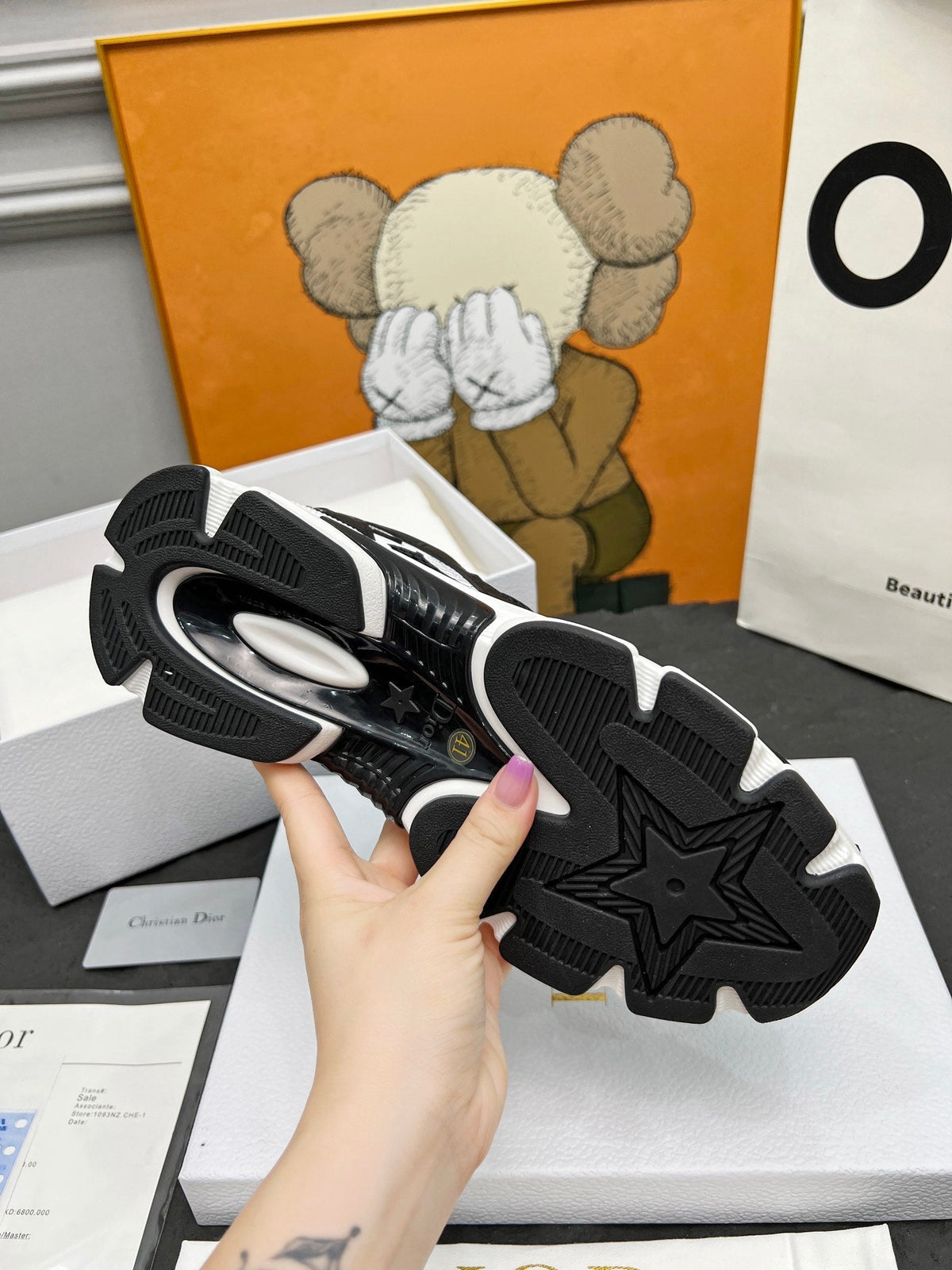 CD Chrono Sneaker Black Mesh Fabric And Calfskin