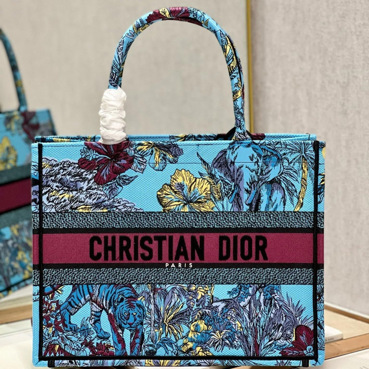 CD Elephant Blue Book Tote 36cm Bag Canvas 336549