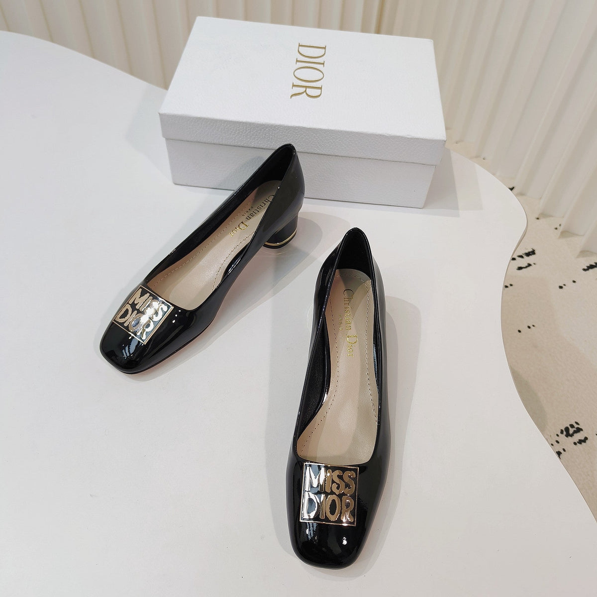 Miss Dior Pump 40mm In Glossy Black Cowhide 111368