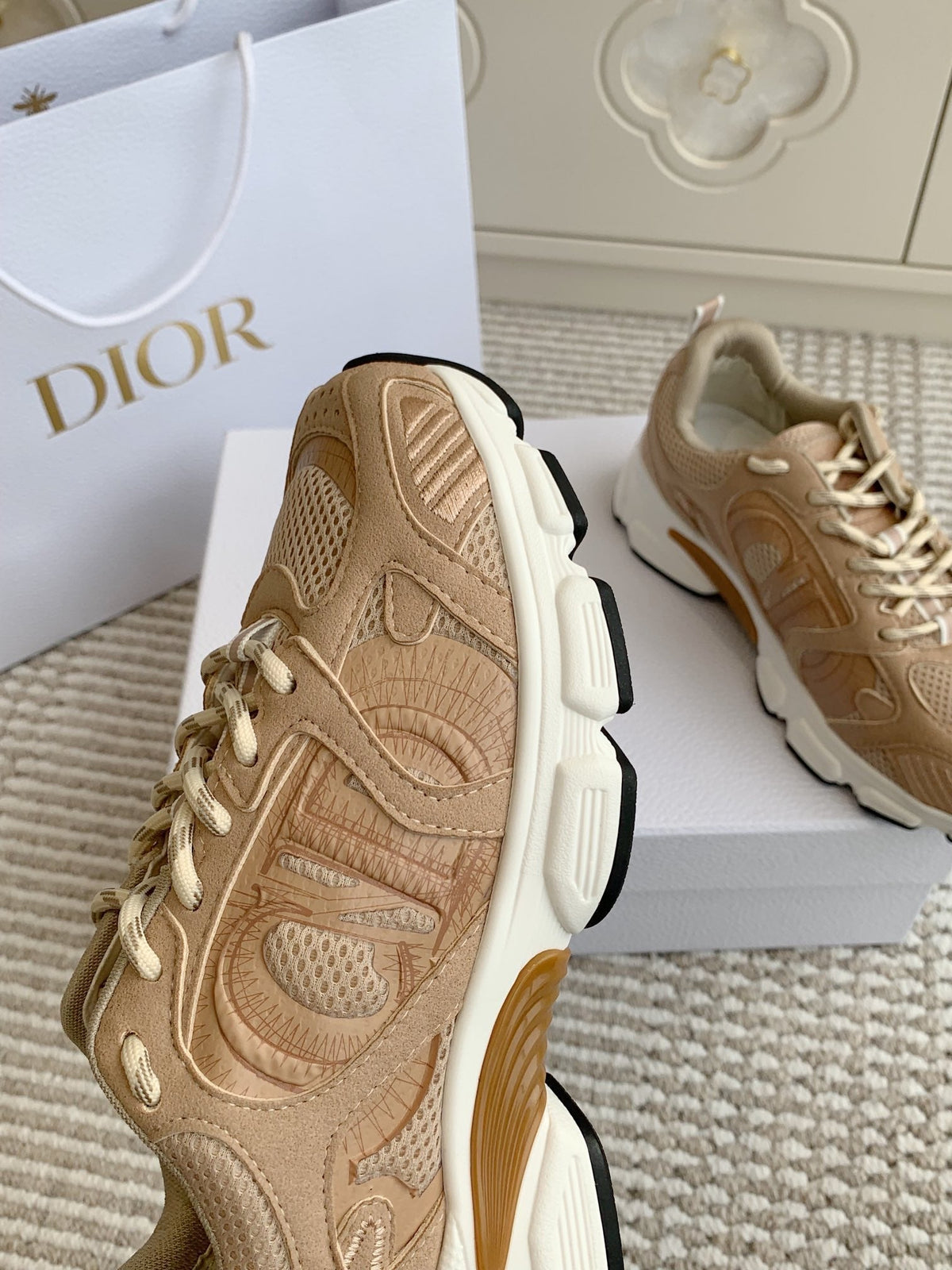 CD Chrono Sneaker In Brown Mesh Fabric And Suede 105381
