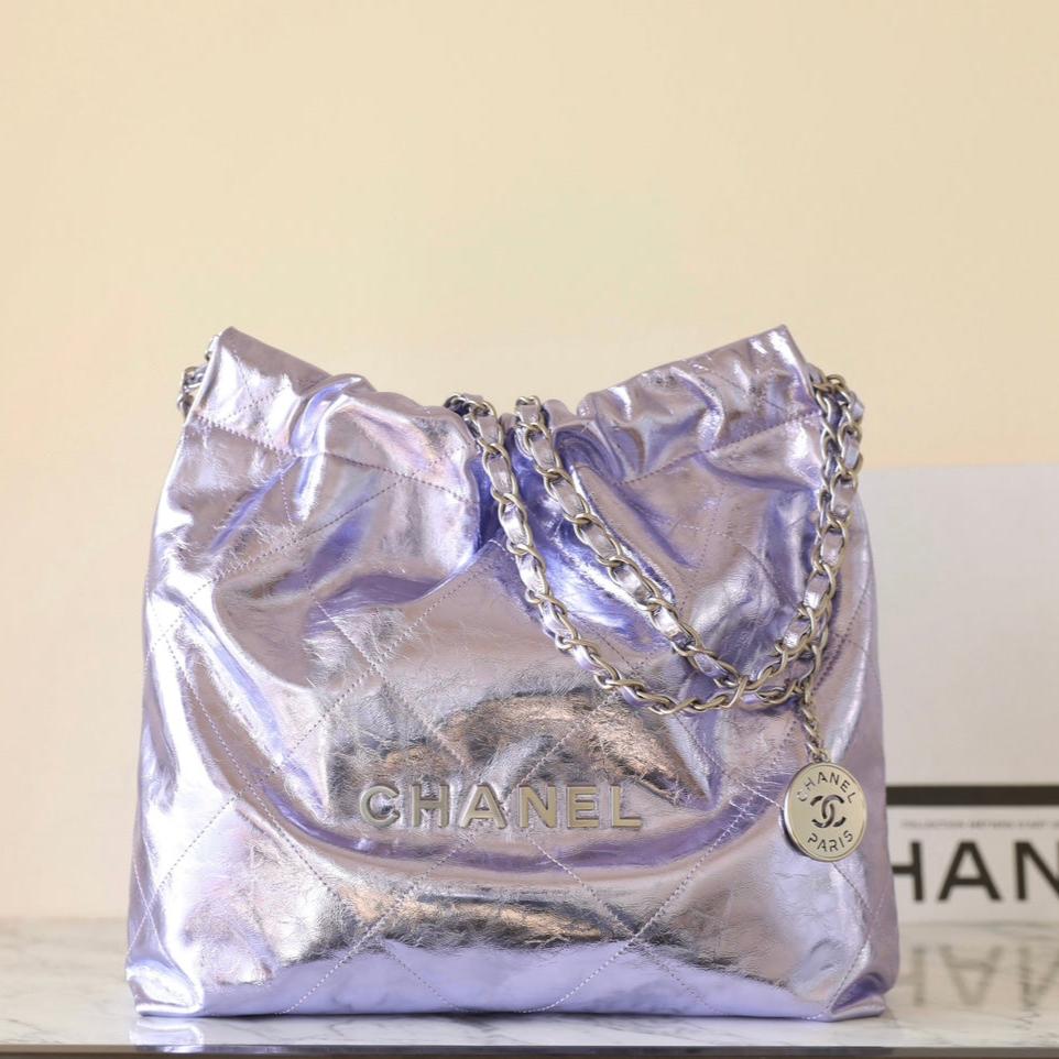 25C Hobo 22 Bag 35cm Violet Metalic Lambskin