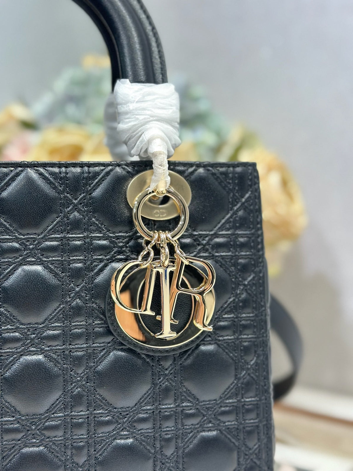 CD Medium Lady Dior 24 Bag Black Lambskin