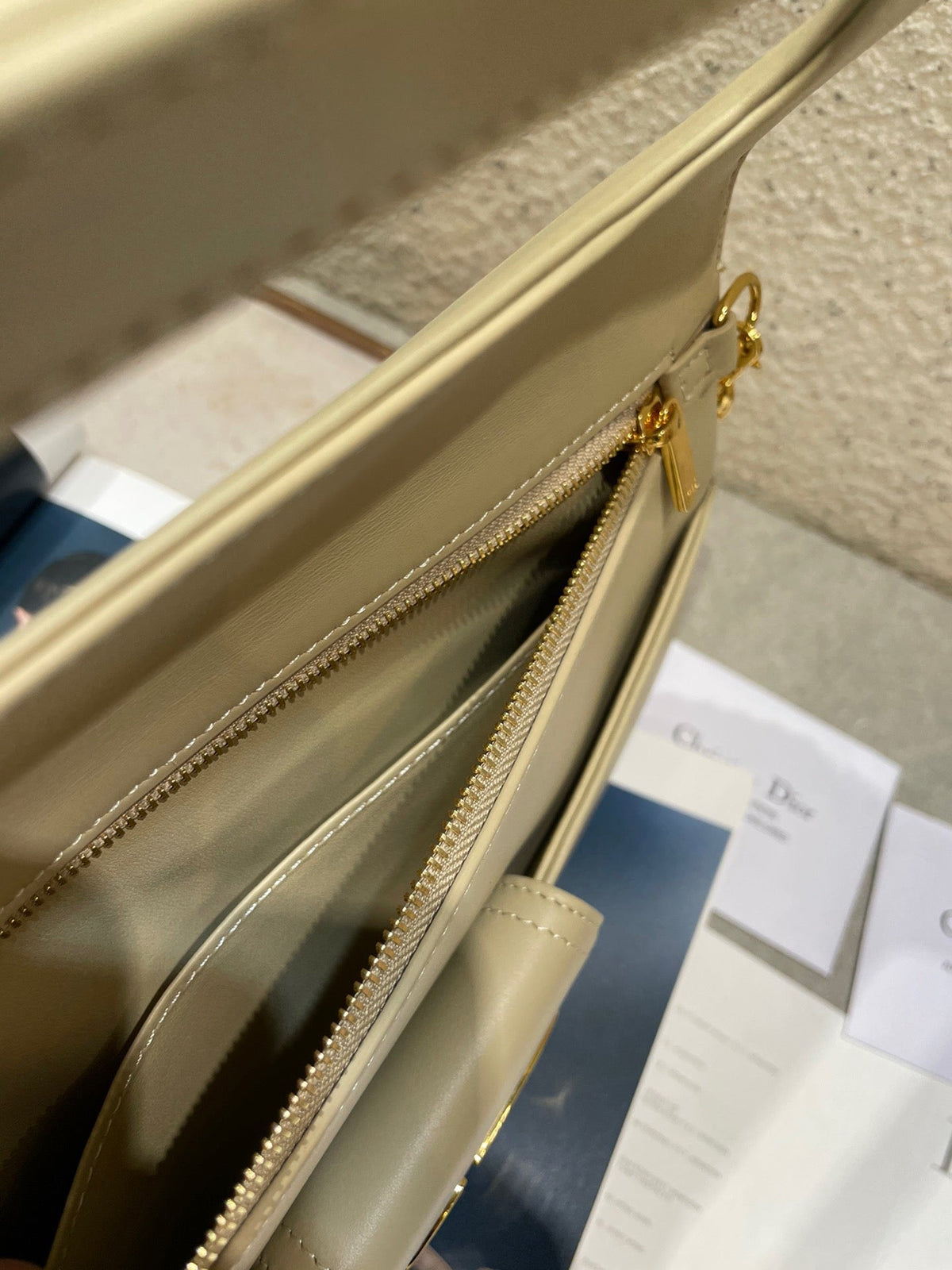 CD Diordouble Bag Beige Calfskin 336771