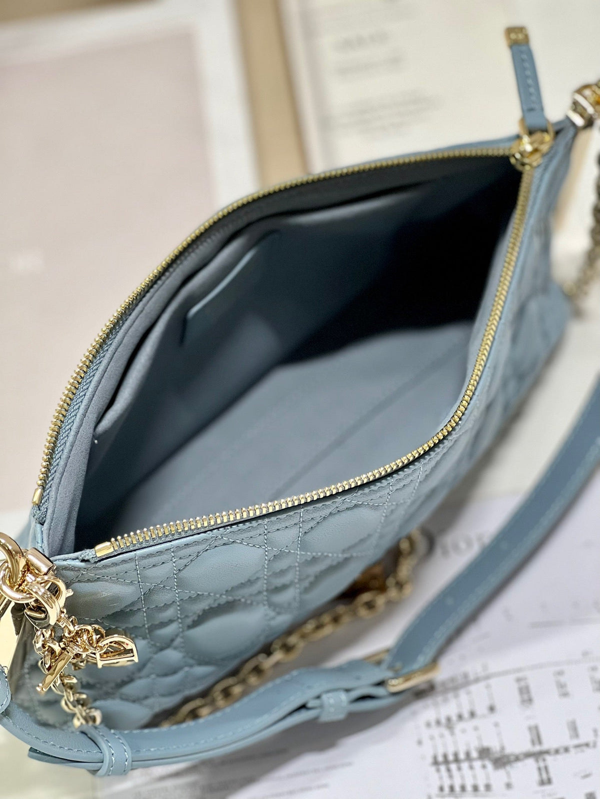 CD Dior Club Handbag Cloud Blue Lambskin 336789