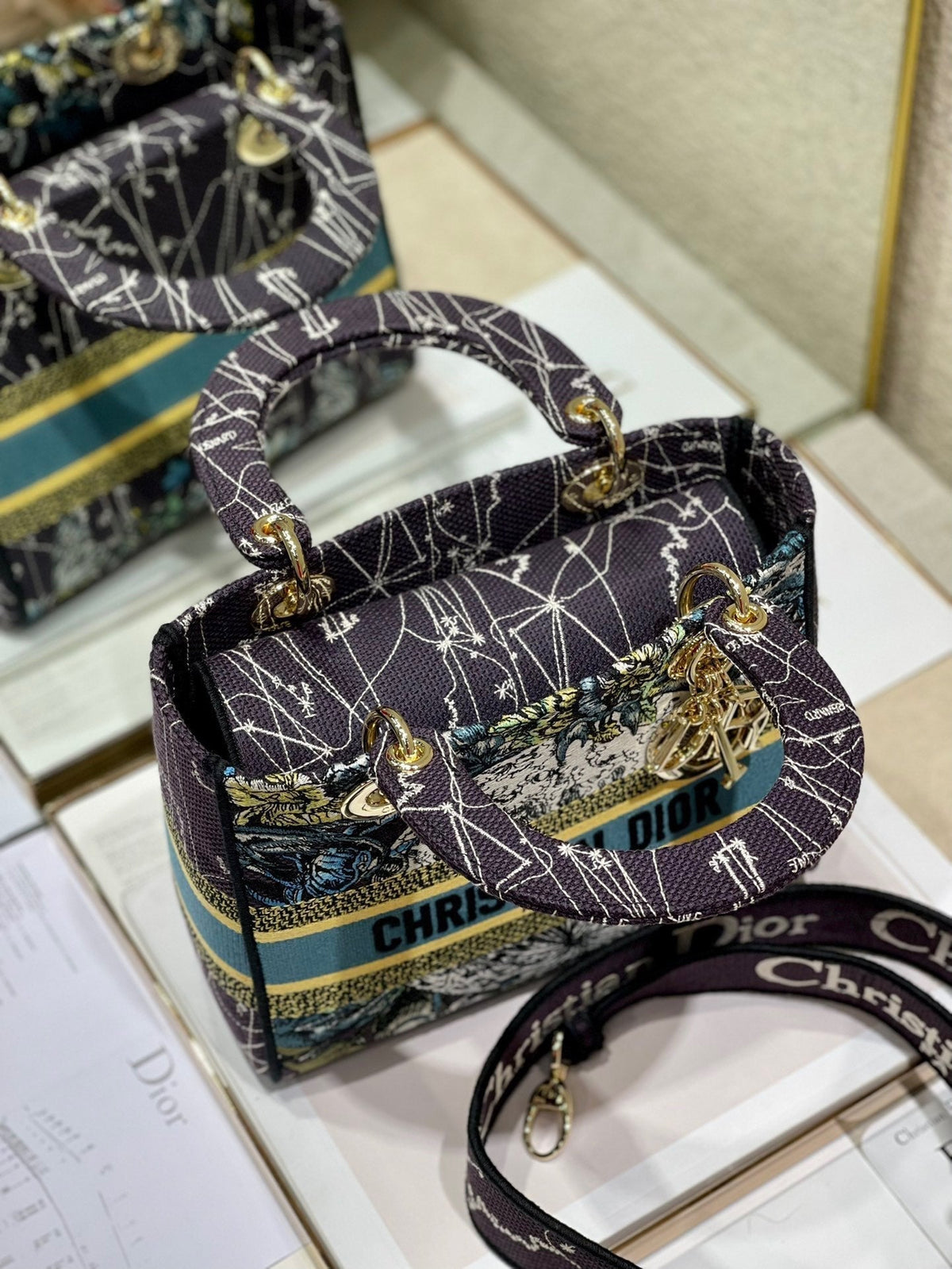 CD Blue Constellation 24 Lady Dior Bag Canvas 336724