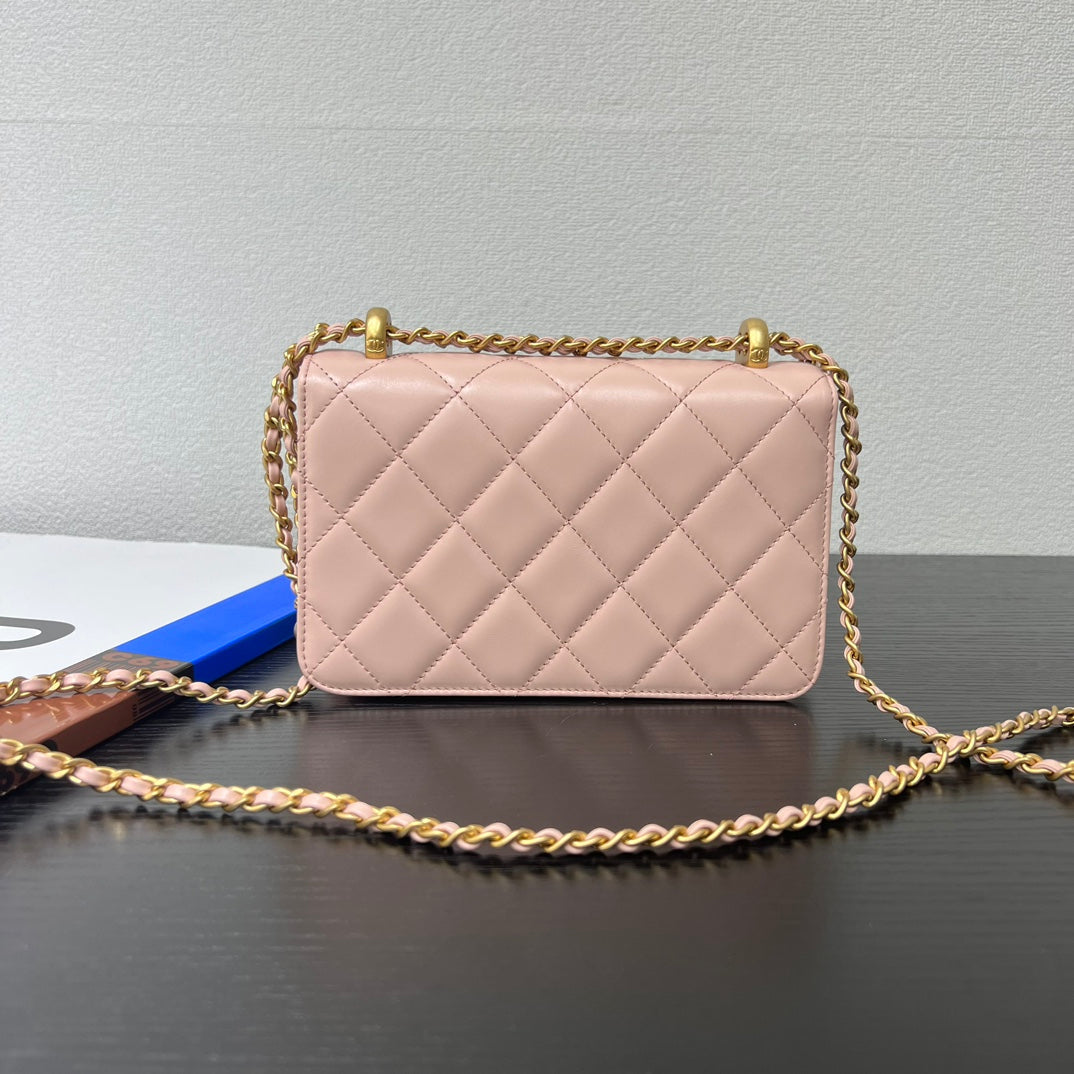 CC 25S Woc Pink Calfskin Gold Hardware