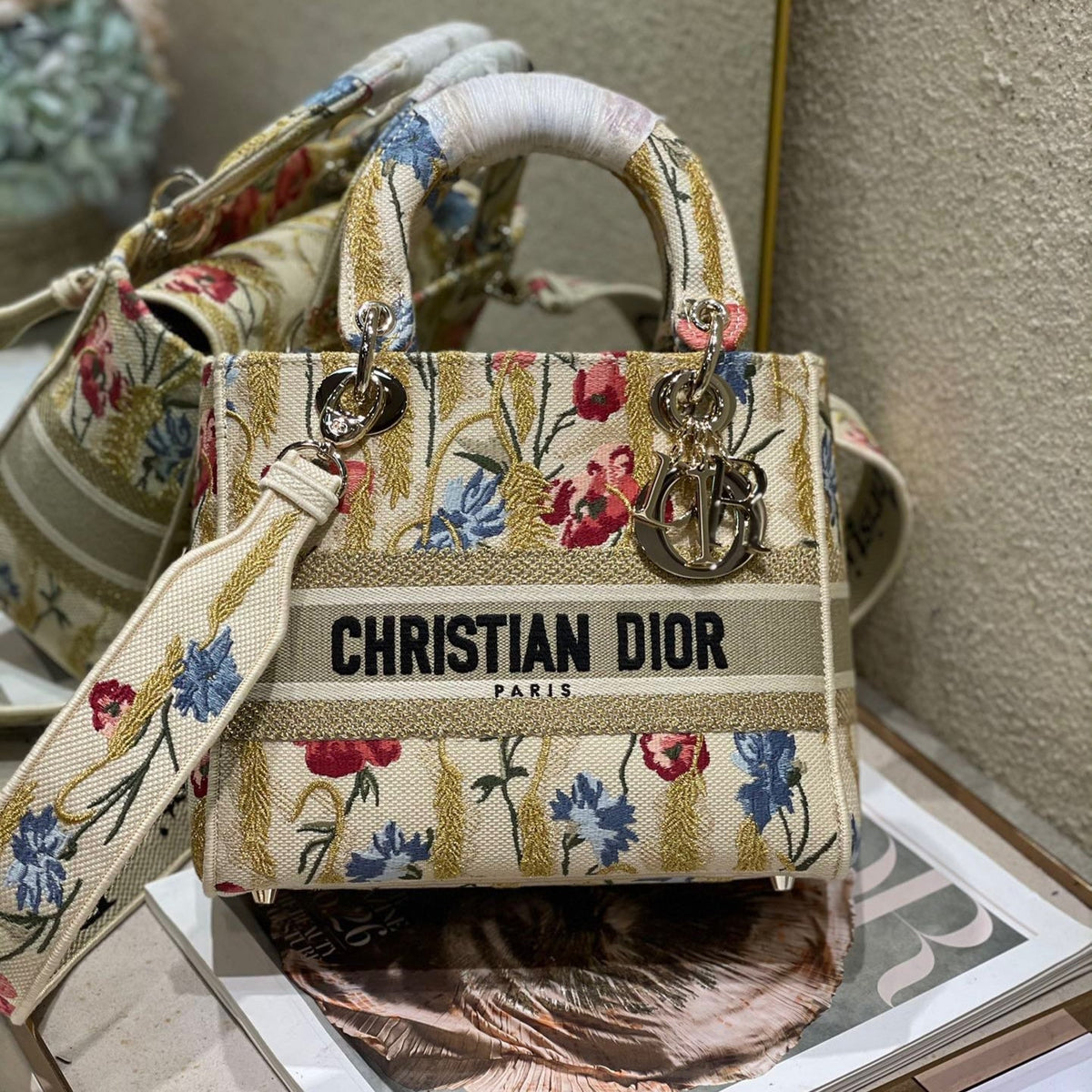 CD Hibiscus 24 Lady Dior Bag Canvas 336706