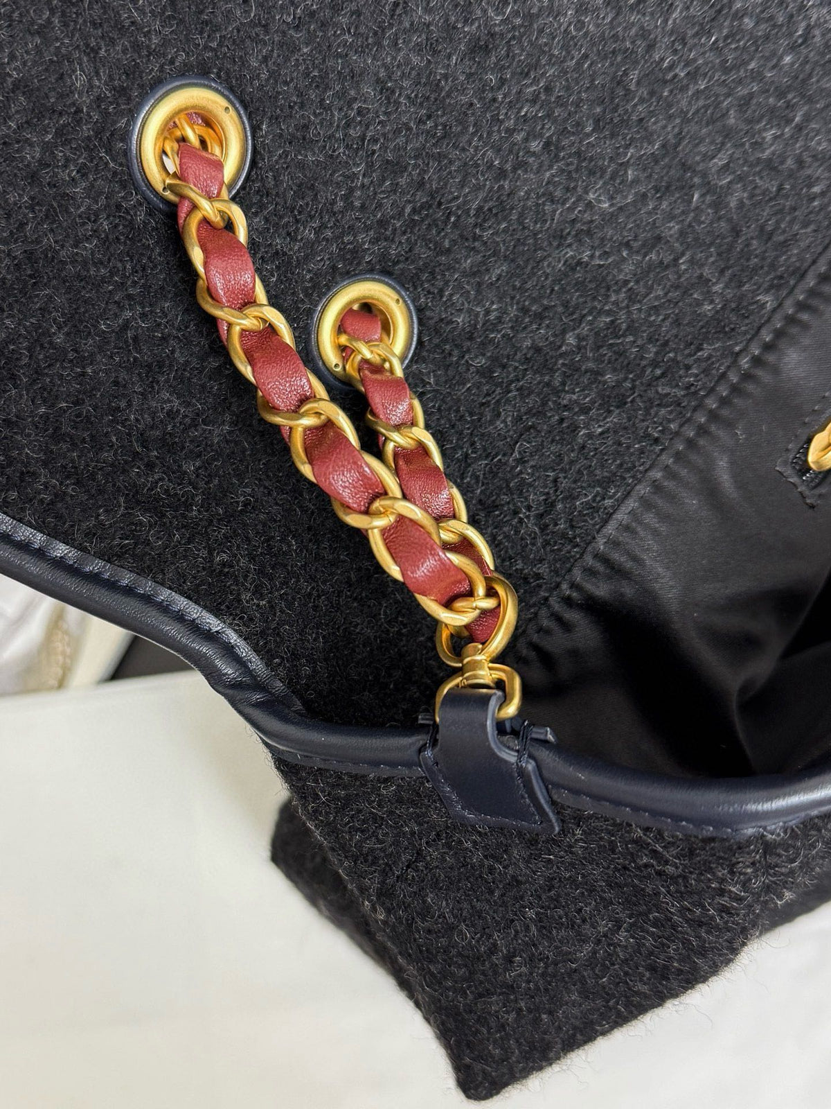 Chanel 2025 Maxi Flap Bag With Top Handle 56cm Black Wool Leather