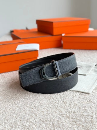 HM Buckle Belt Black Calfskin 187504