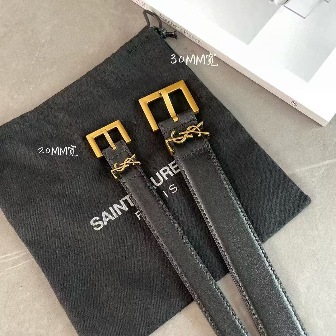 YSL Cassandre Belt Black Smooth Leather